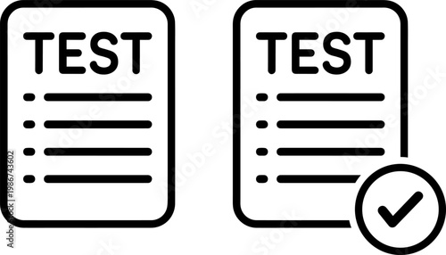 Comparison of completed and incomplete test answer sheets with checkmark indication