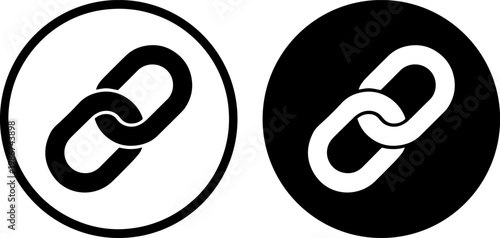 Two contrasting styles of a chain link icon within circular frames