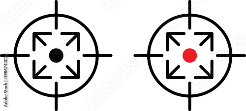 Comparison of target centers with black and red bullseyes in crosshair sights