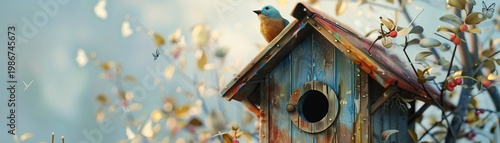 Birdhouse cute watercolor 3d energy