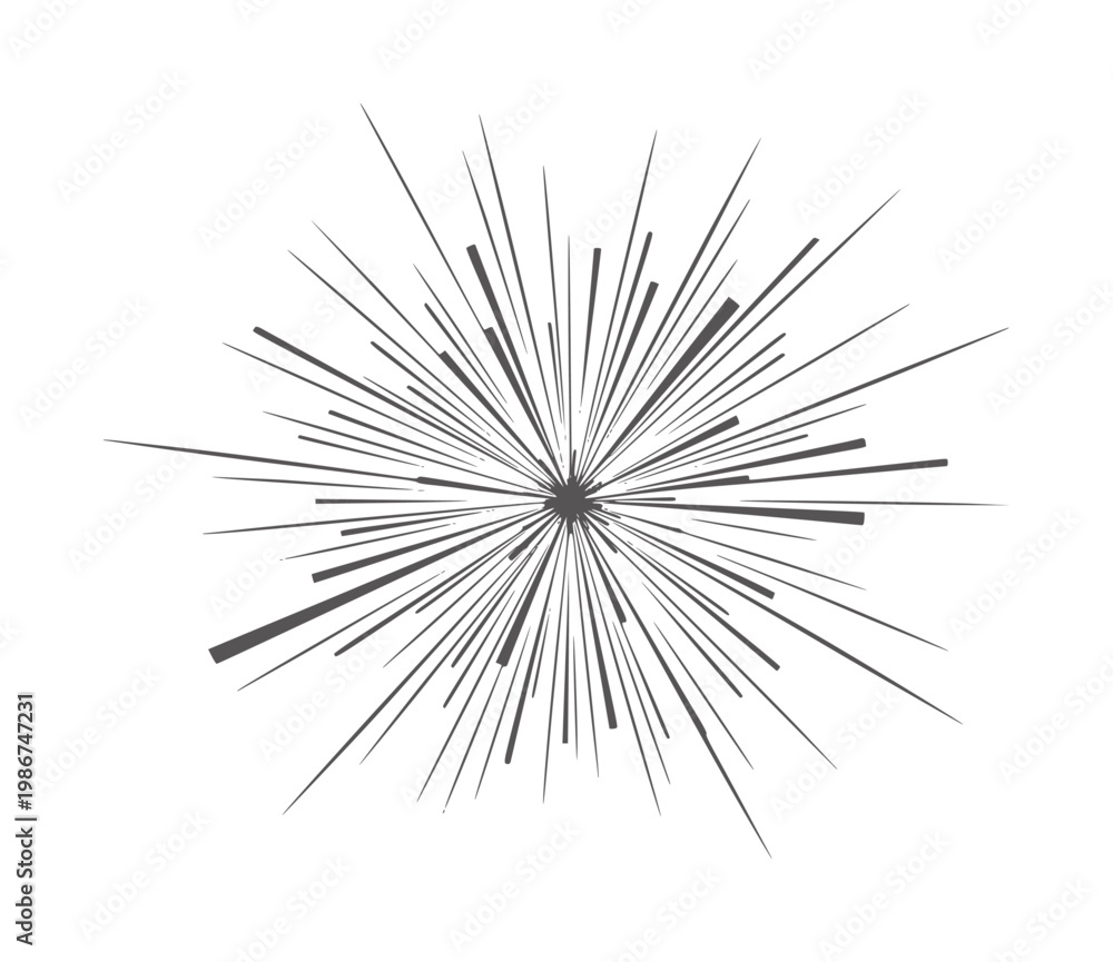 Fototapeta premium Radial black and white line burst explosion a clean lines