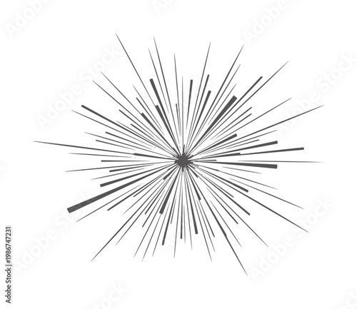 Radial black and white line burst explosion a clean lines