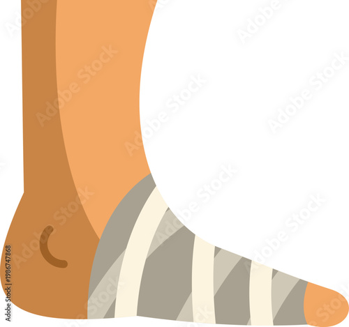 Foot receiving medical treatment for a sprain, wrapped during recovery