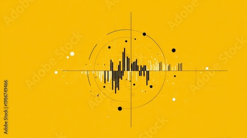 Abstract Sound Wave Design with Geometric Shapes and Bright Yellow Background