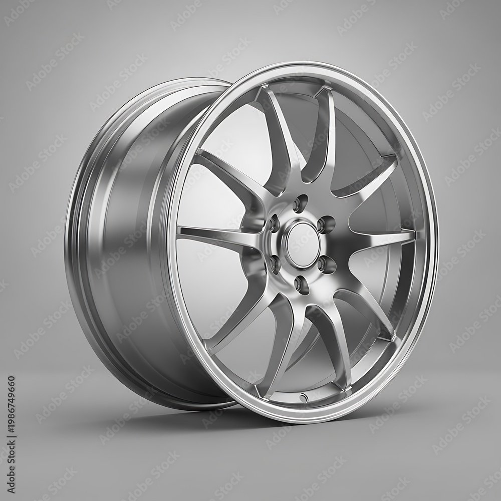Obraz premium Shiny alloy car wheel rim closeup.