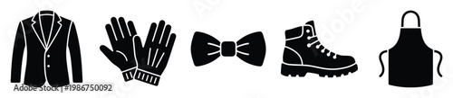 Essential apparel and accessories collection for clothing stores or personal style guides and various fashionrelated design projects requiring versatile icon representation