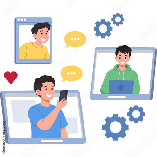 Online Communication Illustration