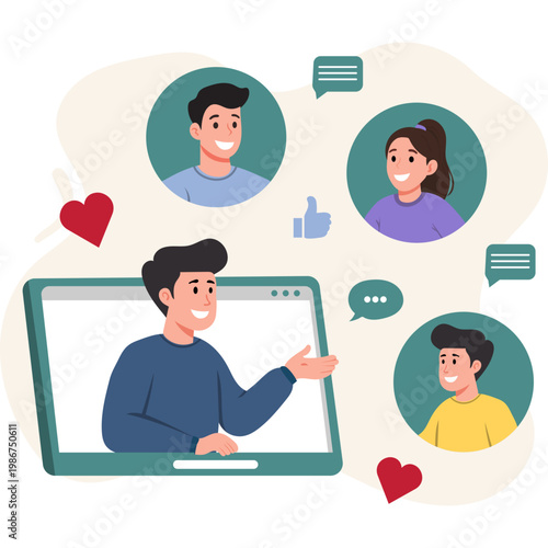 Online Communication Illustration