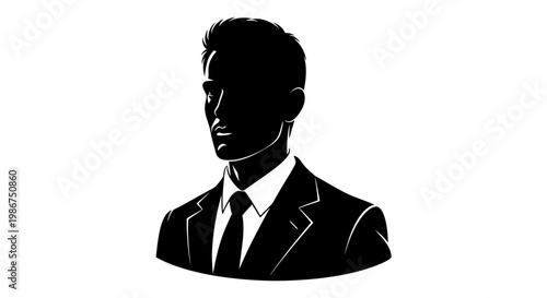 Silhouette of a Man in a Suit and Tie, Representing Business and Professionalism