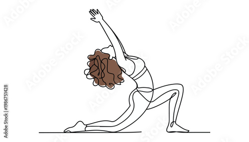 One continuous line illustration of an Girl  Fashion, isolated on white background.