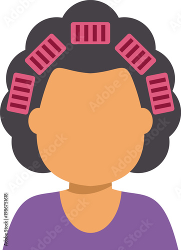 Woman using hair curlers for a beauty salon hairstyle or cosmetic service