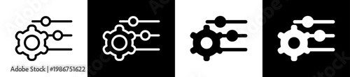 Adjustment Line And Glyph Icon In Black White Background    