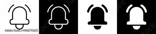 Bell Line And Glyph Icon In Black White Background    