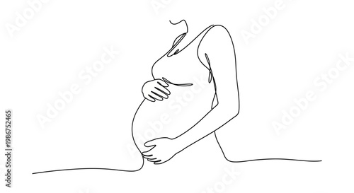 Elegant illustration of a pregnant woman amidst a serene floral garden, embodying the beauty of motherhood, new beginnings, and the gentle anticipation of new life