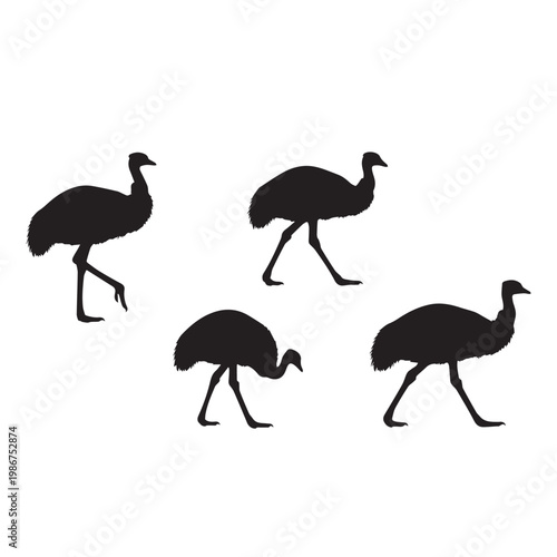 Emu Silhouette Set Black White Vector Minimal Illustration
Emu Bird Silhouettes Collection Simple Flat Design Pack
Emu Vector Bundle Black and White Wildlife Silhouette Set