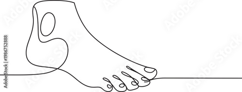Human foot continuous line drawing silhouette for podiatry health care and walking related concepts