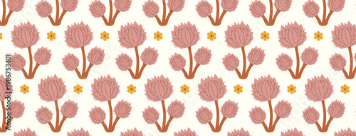 Seamless Floral Geometric Pattern, Vintage Botanical Decorative Background, Vector Files