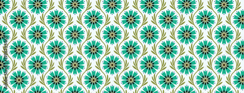 Seamless Floral Geometric Pattern, Vintage Botanical Decorative Background, Vector Files