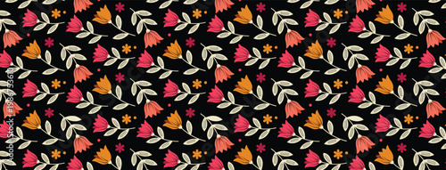 Seamless Floral Geometric Pattern, Vintage Botanical Decorative Background, Vector Files