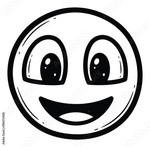 Hand drawn happy smiley face expressing joy and cheerfulness for social media posts marketing materials and messaging applications