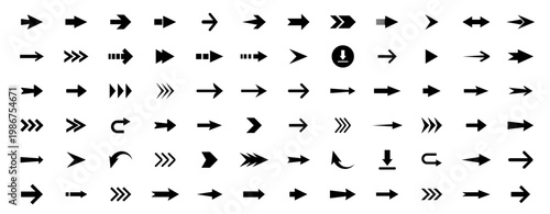 Arrow vector icon.  Set arrow icons. Collection arrows sign. Black arrow icon set.  Vector illustration