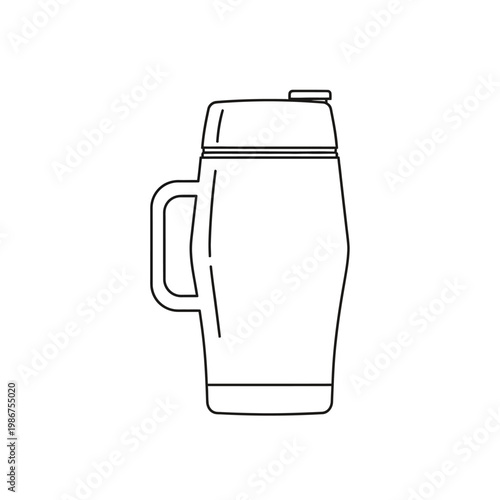 Minimalist Line Art of a Thermal Flask with Handle