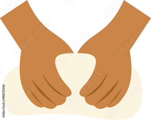 Illustration of hands kneading dough symbolizing baking, cooking, and homemade food creation