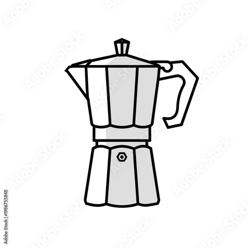 Vintage Moka Pot Coffee Maker Icon - Minimalist Line Art Illustration