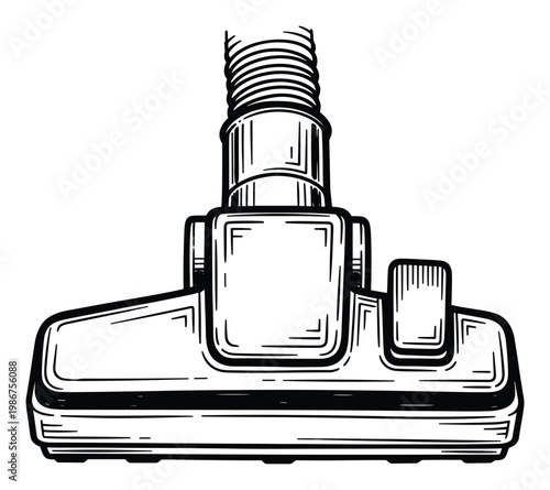 Functional vacuum cleaner head line drawing useful for home appliance repair guides cleaning service advertisements and household equipment presentations