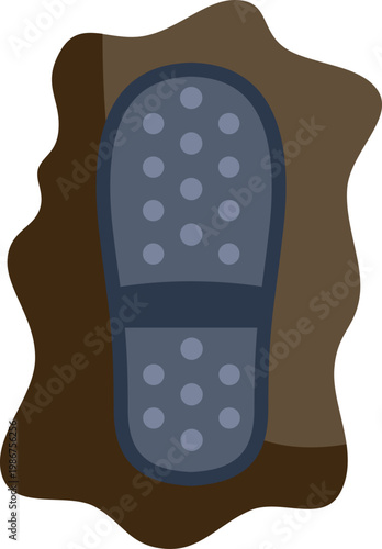 Footprint impression of a shoe in muddy ground representing dirt and outdoor activity
