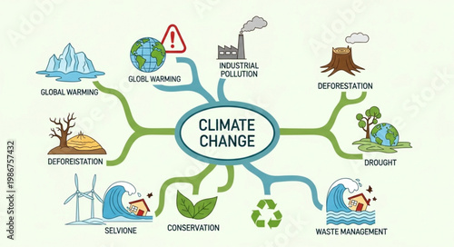 Climate Change Impact - A Visual Representation of Global Effects.