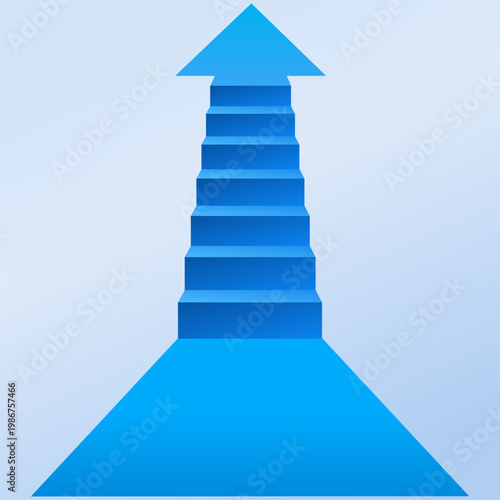 Businessman walk up growth chart and graph with stair to success. Progress or improvement to success, step forward to grow business, journey to achieve goal, ambition or career path.