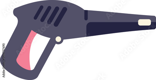 Flat style illustration of a handheld electric leaf blower designed for garden cleaning