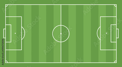 A green soccer field with white lines.