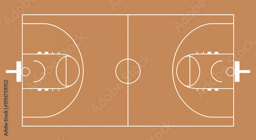 A diagram of a basketball court layout.