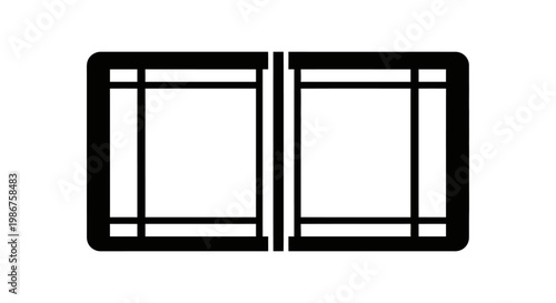 Black Outline of Two Badminton Courts Icon Isolated White Background