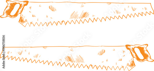 Vintage Woodworking Hand Saw Blade Illustration