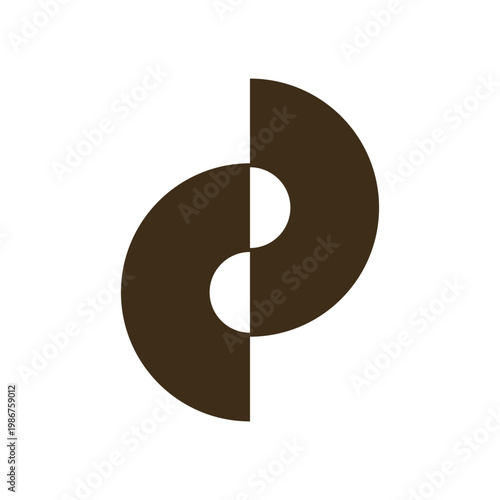 Canvastavla Abstract minimalist logo design featuring two interlocking dark brown curved shapes on a white background, creating a balanced and fluid visual