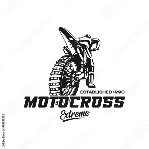 One Color Black Motocross Extreme Sport Tees Vector Design