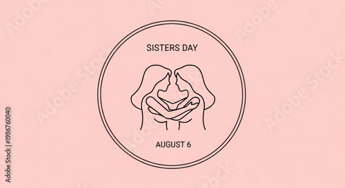 Sisters day august 6 illustration with hands clasped in pink background celebrating sibling love and unity
