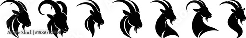 vector goat head logo icon illustration on transparent background