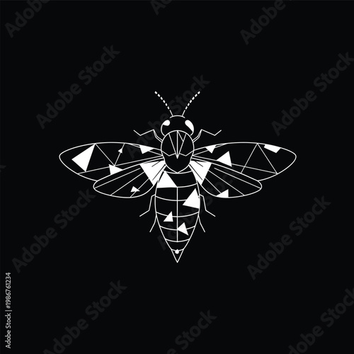 Geometric Bee on Black Background