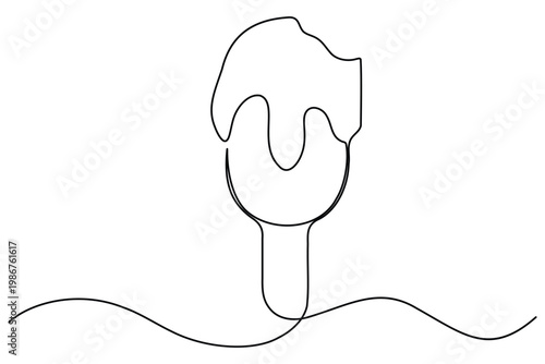 Minimalist single line of an ice cream cone with a bite taken out single line minimalist