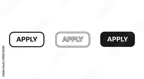 Apply button icons in different styles and colors for web design