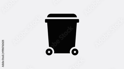 A simple flat vector icon of a large wheeled trash bin.