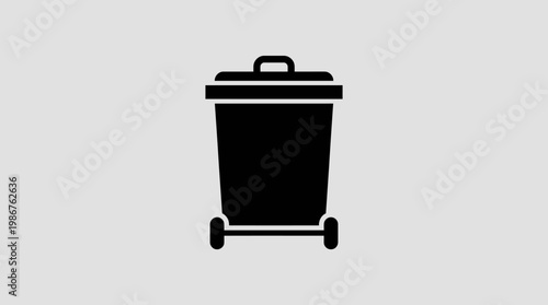 A simple flat vector icon of a large wheeled trash bin.