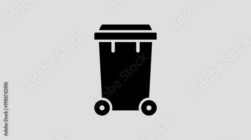 A simple flat vector icon of a large wheeled trash bin.