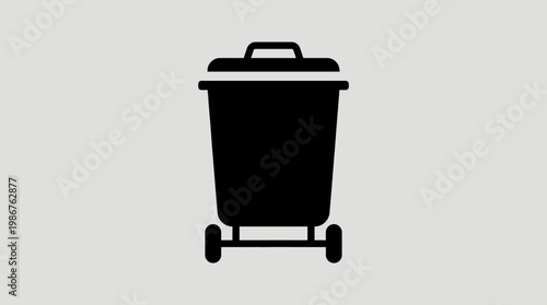 A simple flat vector icon of a large wheeled trash bin.