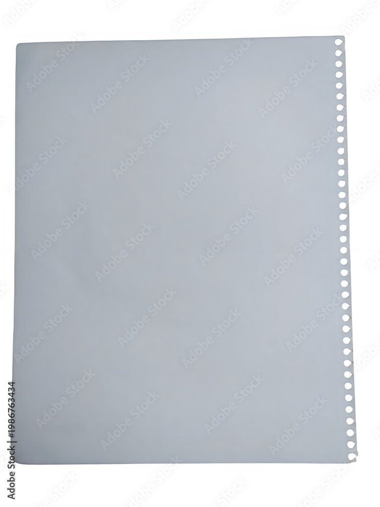 Fototapeta premium Blank spiral-bound notebook page with perforated edge