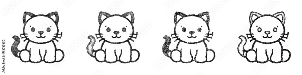 Fototapeta premium Sketch toy cat icon design set